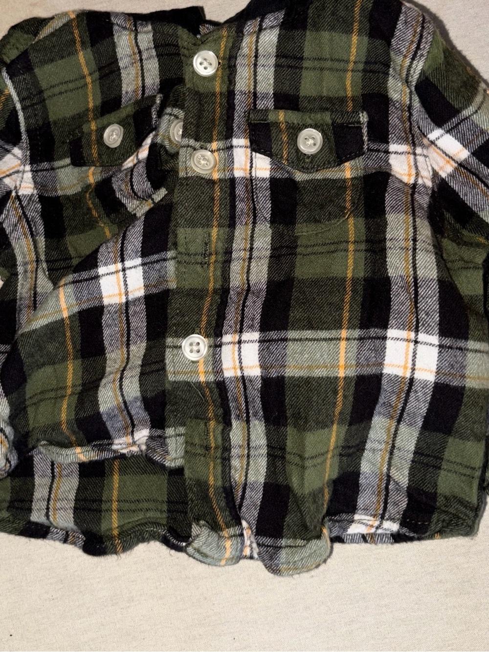 Kids Size 12M Green Plaid Button-Up Shirt